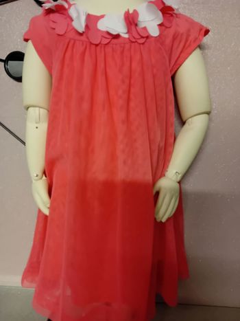 Robe voile rose à fleurs grain de blé 24 mois