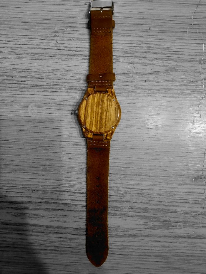 Montre bois mécanisme apparent homme - photo numéro 4