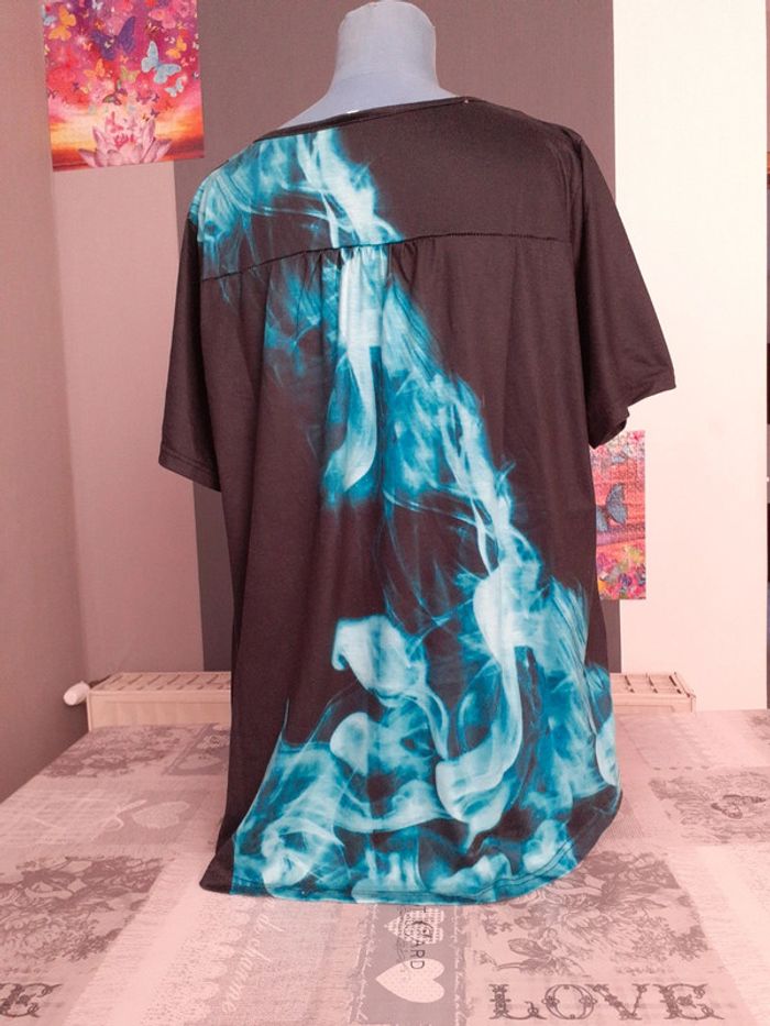T shirt noir et vert turquoise Taille 3XL - photo numéro 3