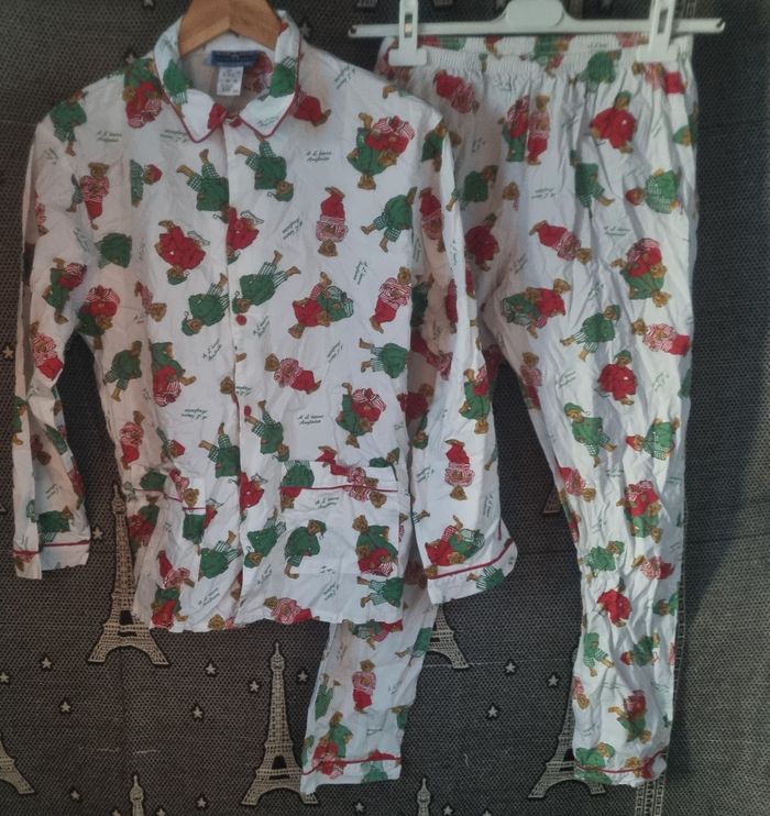 Ensemble pyjama blanc avec oursons 14ans A l'Heure Anglaise mixte - photo numéro 1
