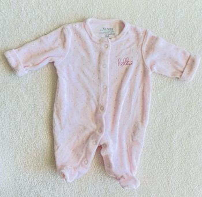 pyjama velours rose Hello manche longue « Kiabi » taille naissance