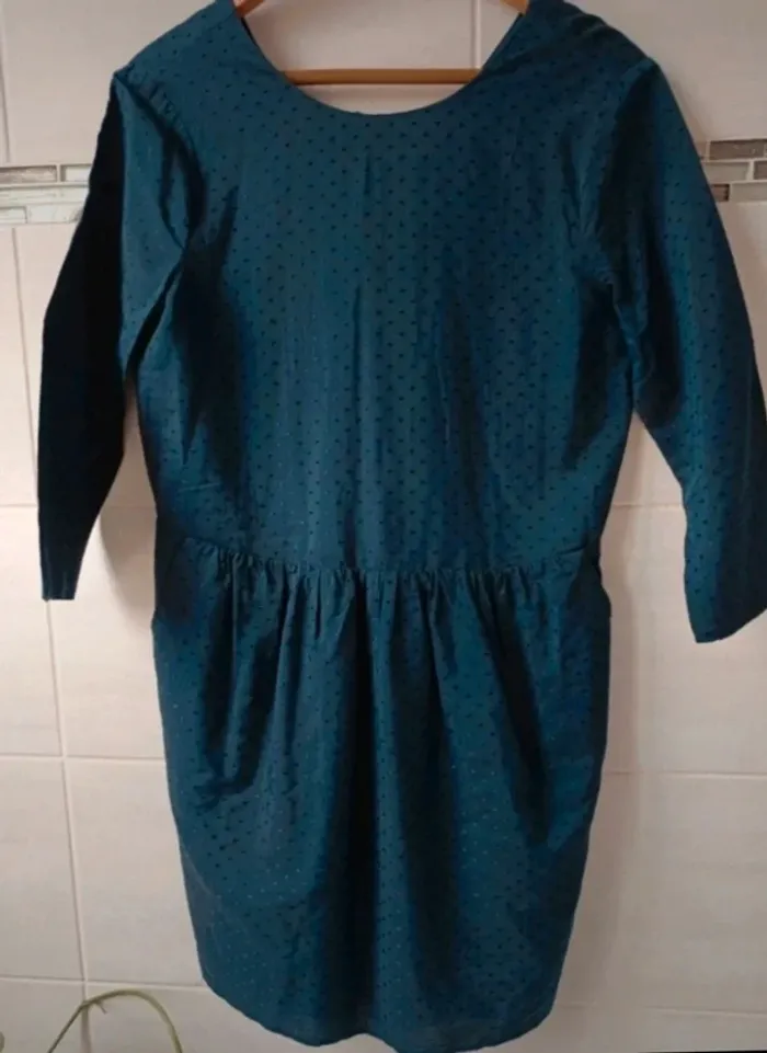 Robe bleu marine Galeries Lafayette t.36, viscose/coton
