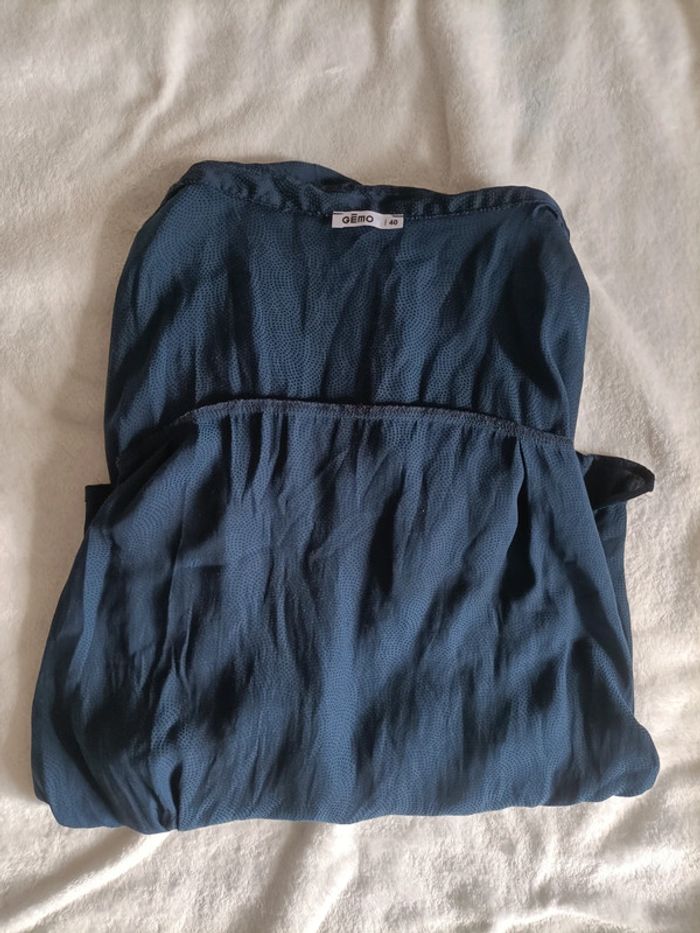 Chemise manches courtes – Bleu nuit à pois Gémo Taille 40 - photo numéro 3