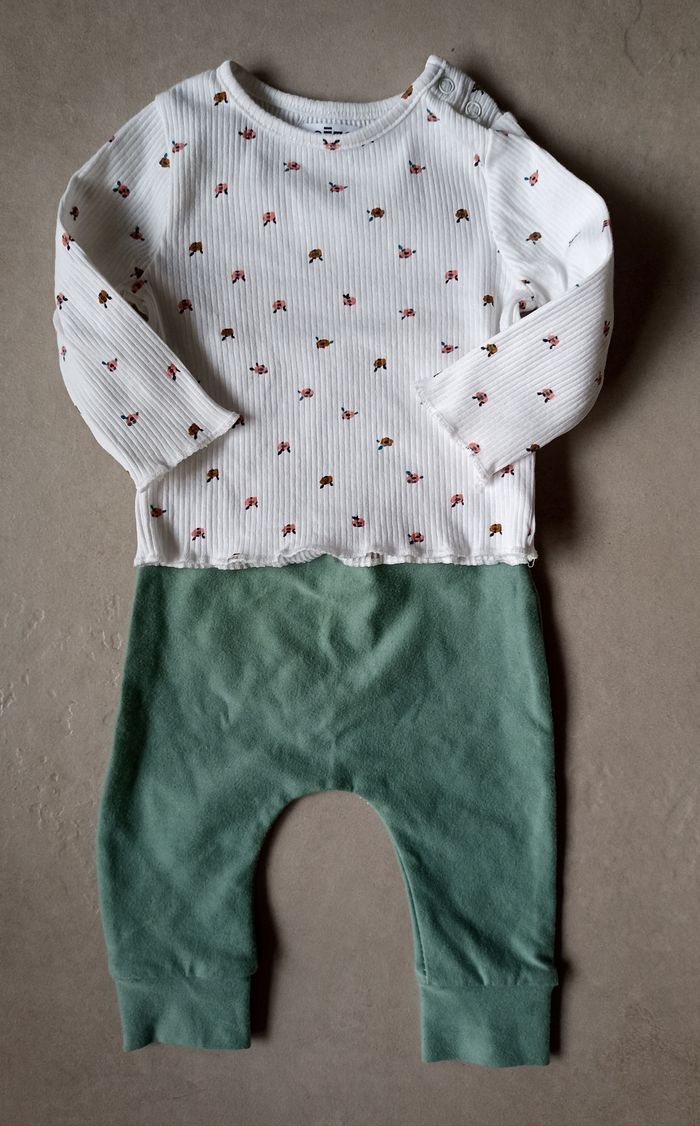 Ensemble bébé fille 3 mois printanier legging et tee shirt manches longues Gémo