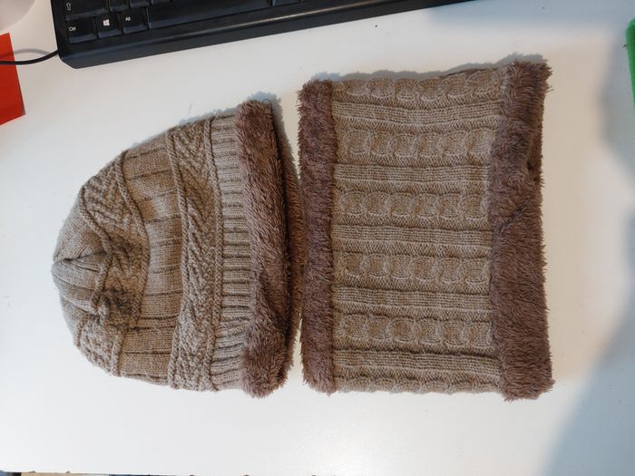 ensemble bonnet et cache cou marron 10 ans - photo numéro 2