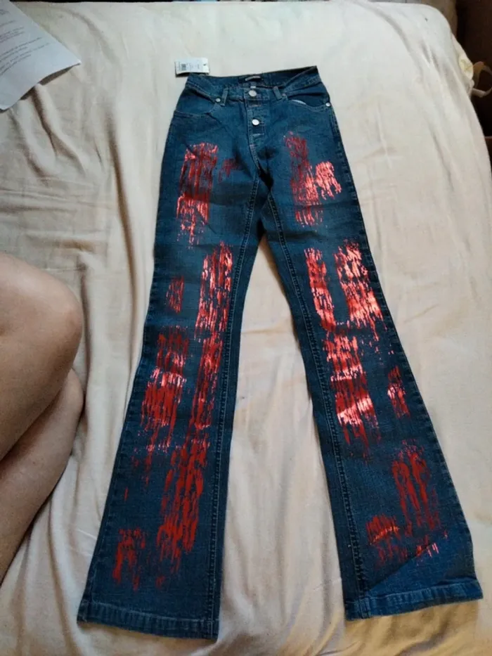 Jean School Rag Taille S motifs rouge