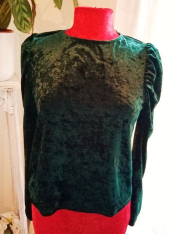 T-shirt manches longues velours vert -M