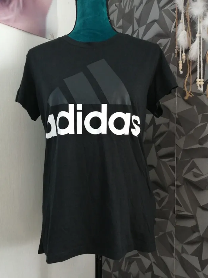 Tee-shirt noir de sport avec logo adidas / Adidas / (L)