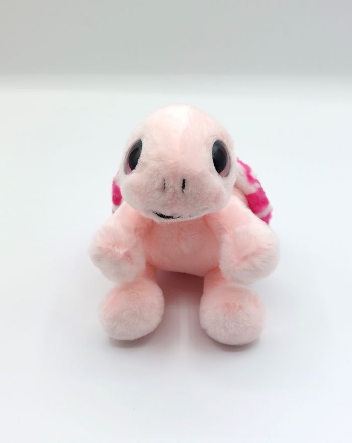 Petite peluche doudou tortue rose blanc PETJES WORLD 14 cm gros yeux - photo numéro 2