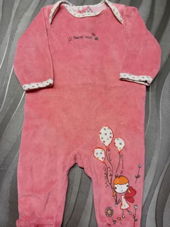 Pyjama velours rose Tape à l'œil 3 mois