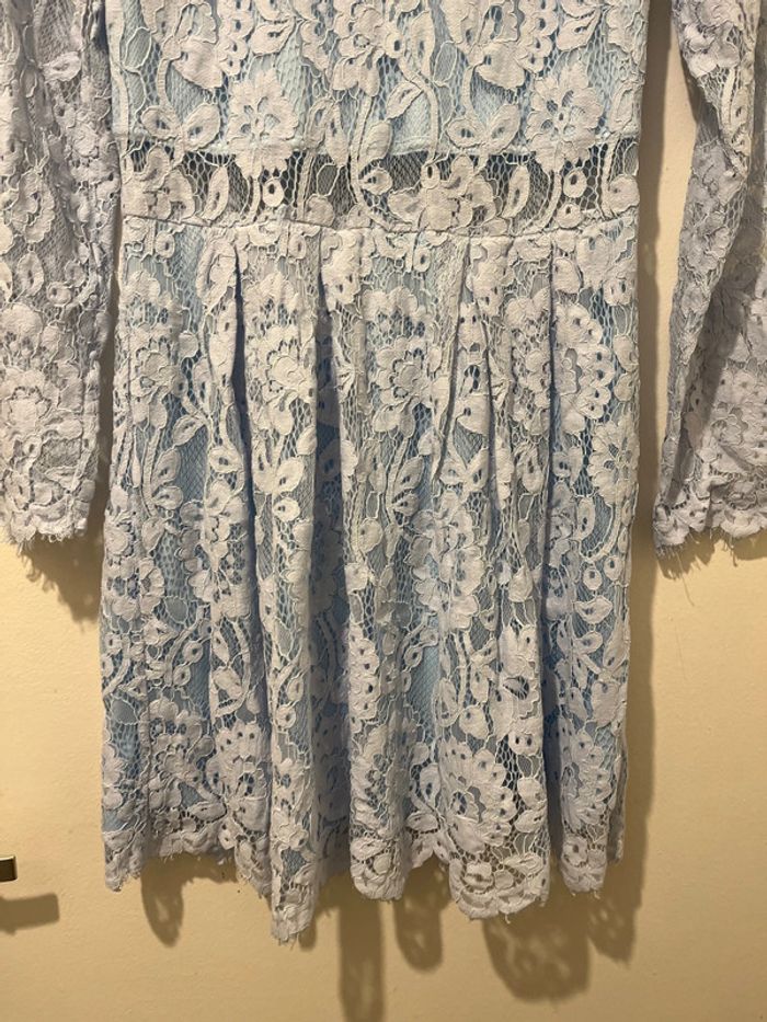 Magnifique robe bleue dentelle S manches longues doublée - photo numéro 6