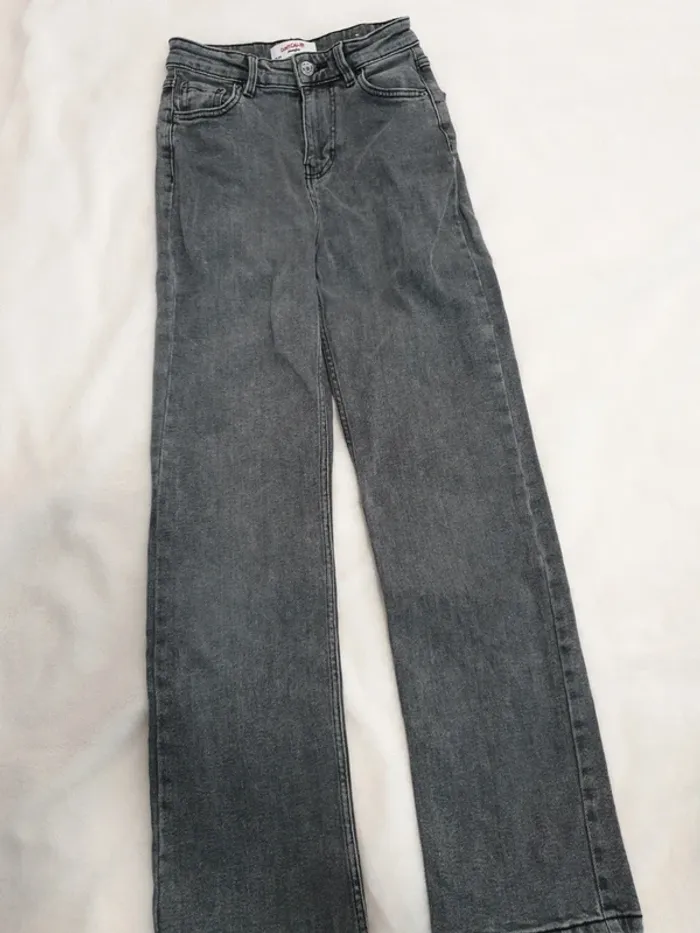 Jean taille haute staight gris