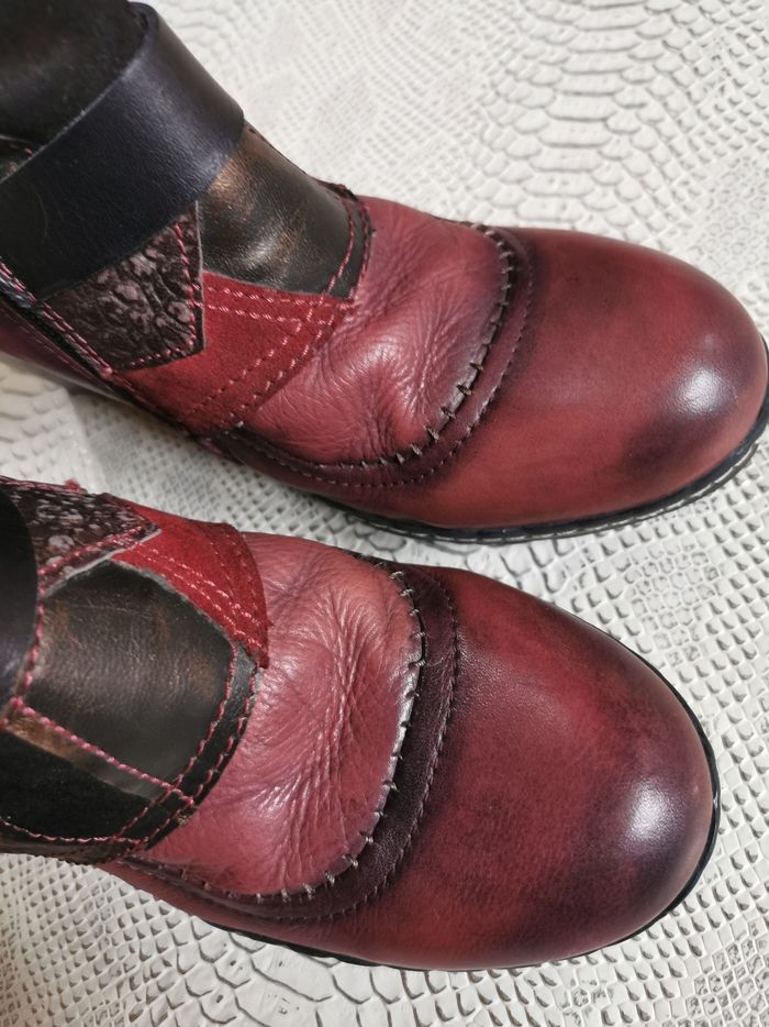 Boots fantaisies à talons bordeaux ATRAI T39 - photo numéro 3