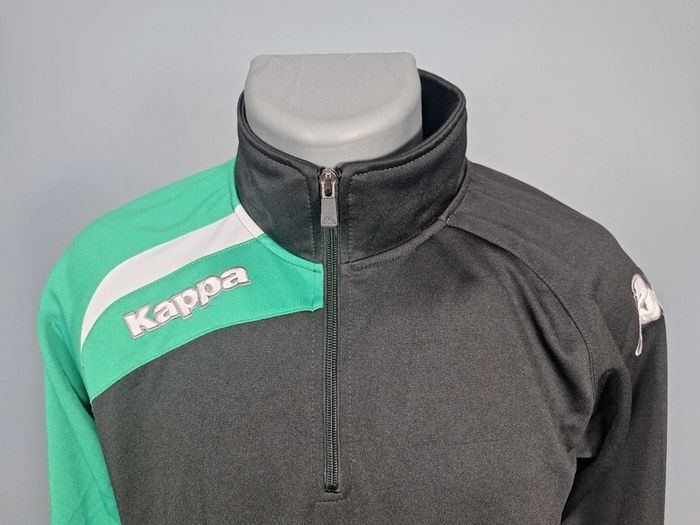 veste quart de zip kappa vintage/ homme - taille S / noir et vert - brodé (454) - photo numéro 2