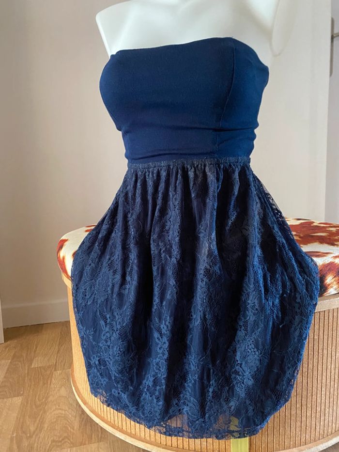 Robe bustier bleu marine dentelle - photo numéro 3