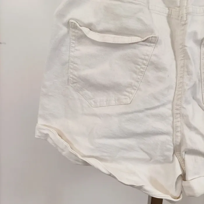 Short blanc taille haute à cordon – effet coton texturé – taille 38 A1032 - photo numéro 8
