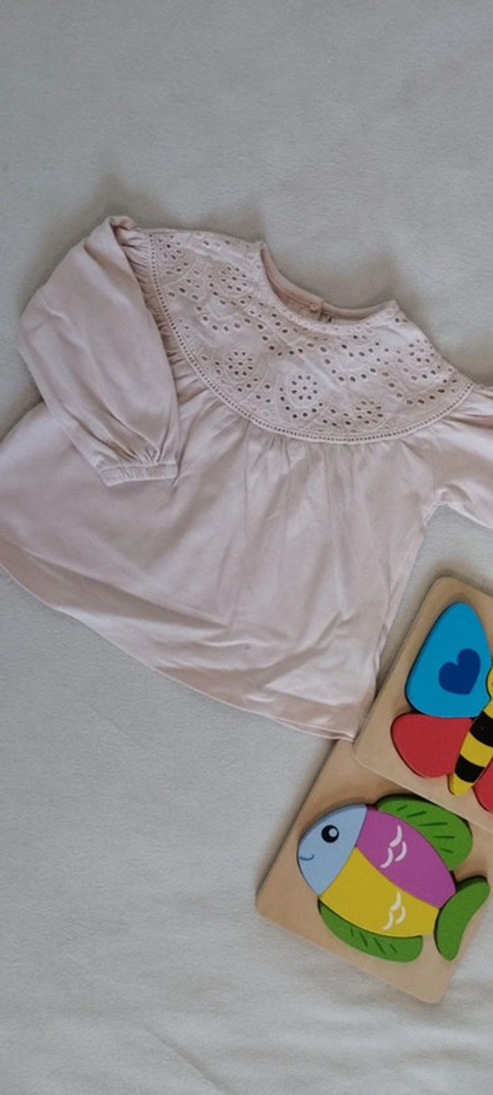 Blouse rose pâle - 6 mois