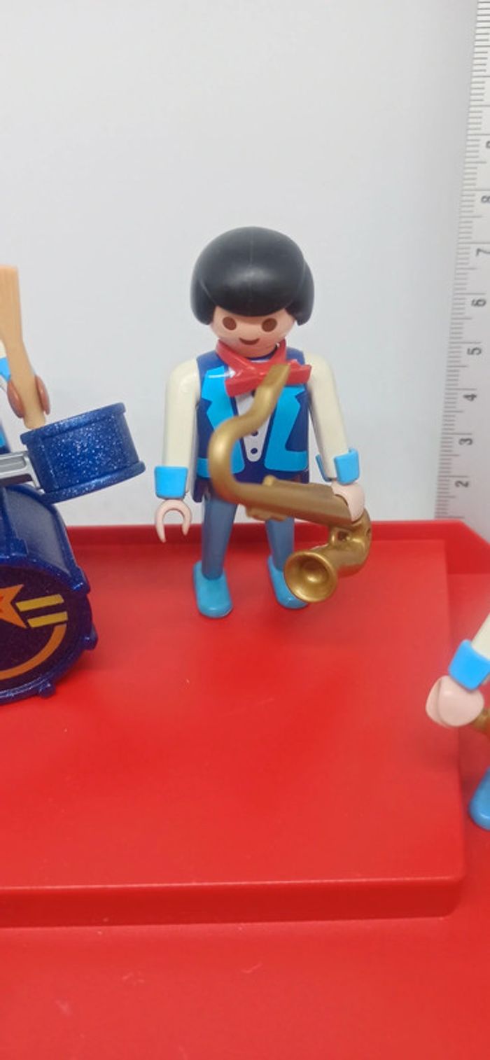 groupe de musiciens vintage avec instruments de musique et scène playmobil - photo numéro 4