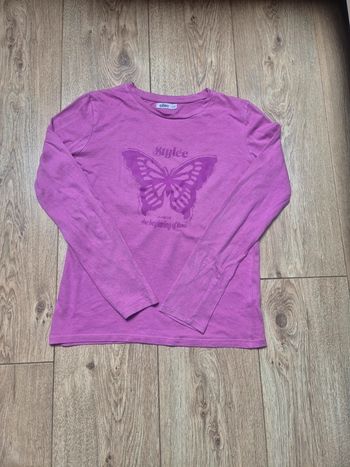 Tee-shirt ML gémo violet "papillon" 12 ans en très bon état