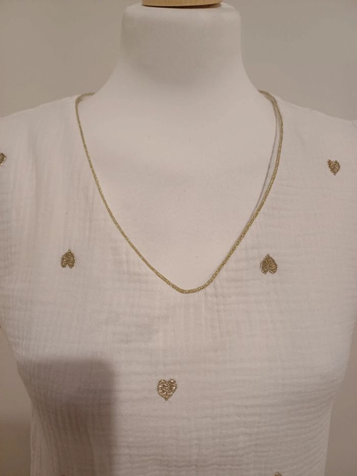 T-Shirt blanc avec cœurs dorés Maëlle taille S/M 36/38 - photo numéro 3