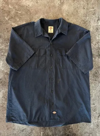Chemise bleue marine manches courtes été homme Dickies taille XL Men shirt Herrenhemd Camicia uomo