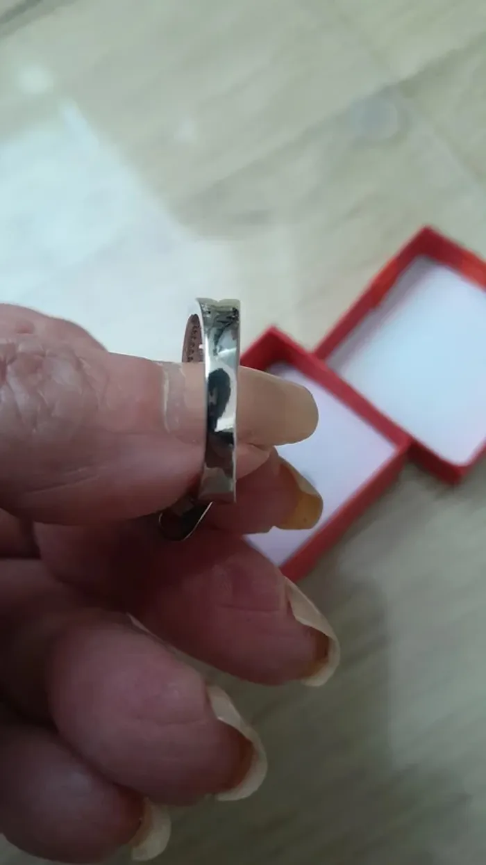 Bague fermeture éclair, couleur argentée, taille 60 - photo numéro 5