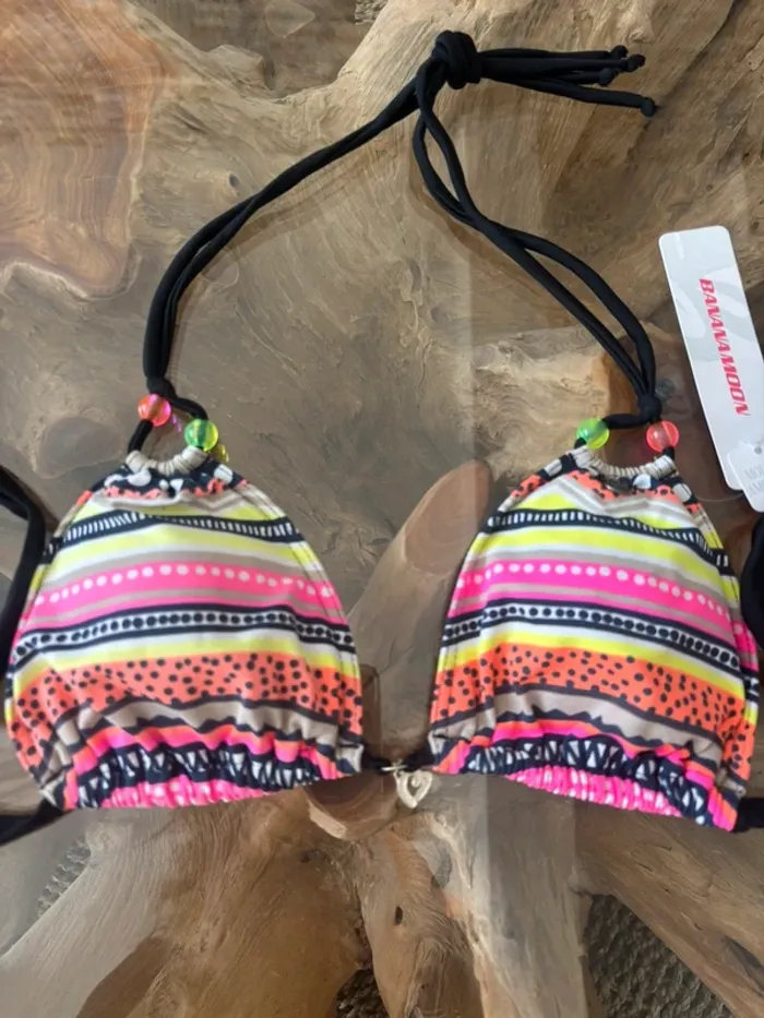 Haut de maillot de bain Banana Moon multicolore perle fluo - photo numéro 2