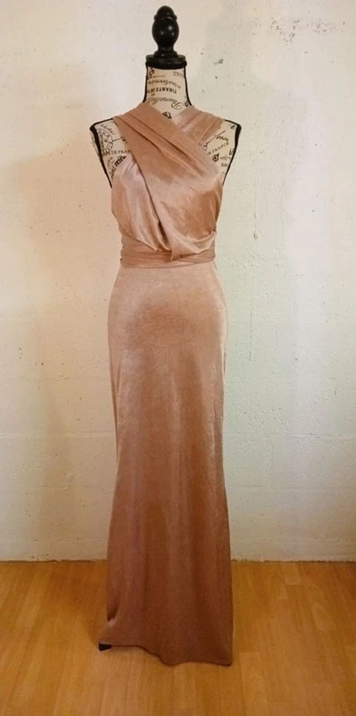 🌸 Robe longue rose poudrée multipositions – TFNC – Taille S – Bon état - photo numéro 9