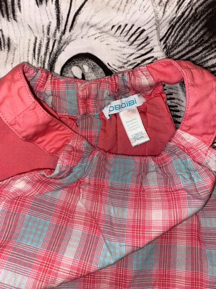 Robe à carreaux, taille 12 mois, marque Obaïbi. - photo numéro 3
