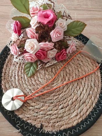 🌿Collier argenté et Orange🌿