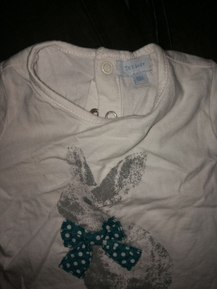 Tee shirt 12 mois imprimé lapin - photo numéro 2