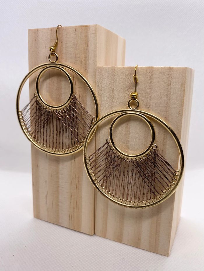 Créoles dorées marron - photo numéro 2