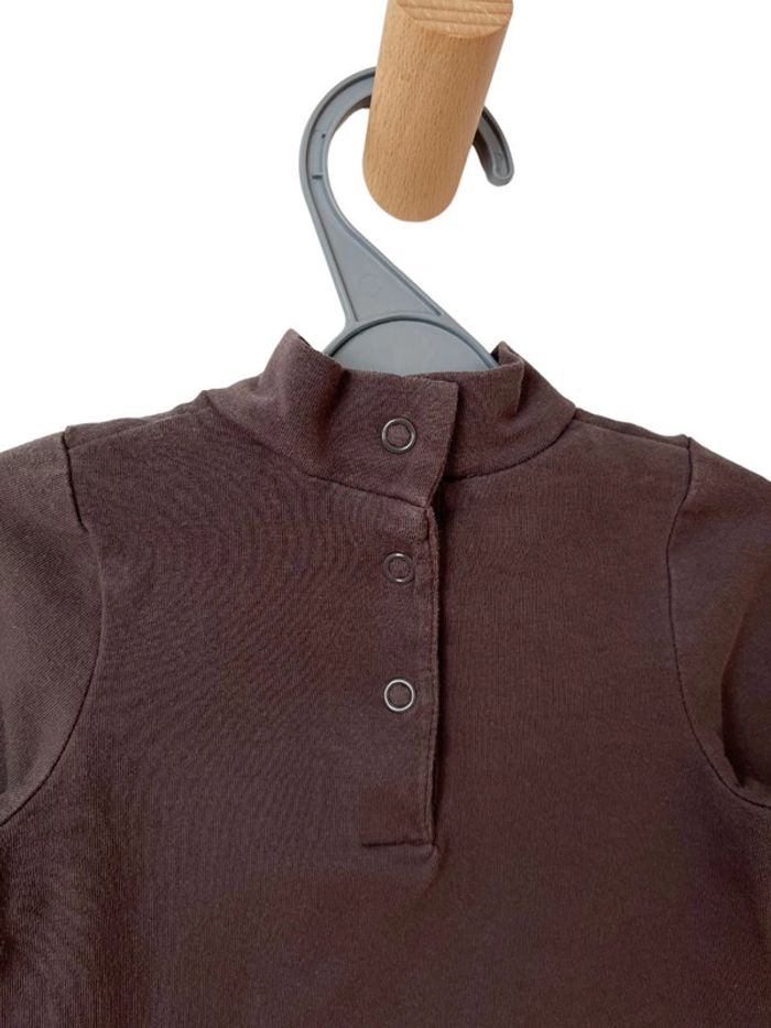 T-shirt manches longues marron à col montant (fée / fleurs) - Orchestra 6 mois (67cm) - photo numéro 4