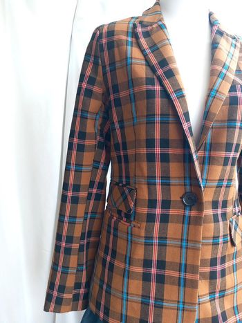 Veste blezers longues à carreaux