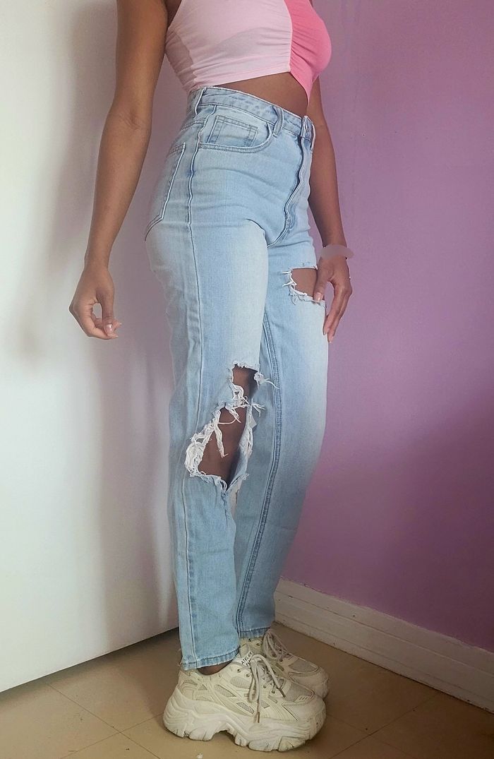 Jean déchiré taille haute