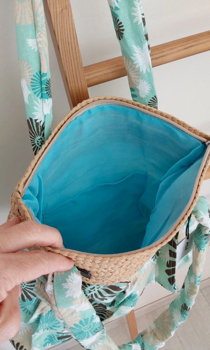 Sac bohème paille turquois Neuf avec Étiquette - photo numéro 8