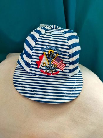 Casquette rayée bleu marine – motif Marines – Taille 56 cm