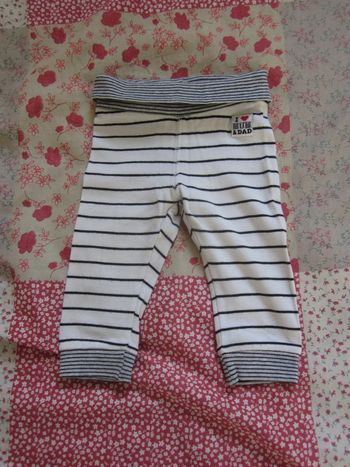 Legging blanc rayé noir 6 mois