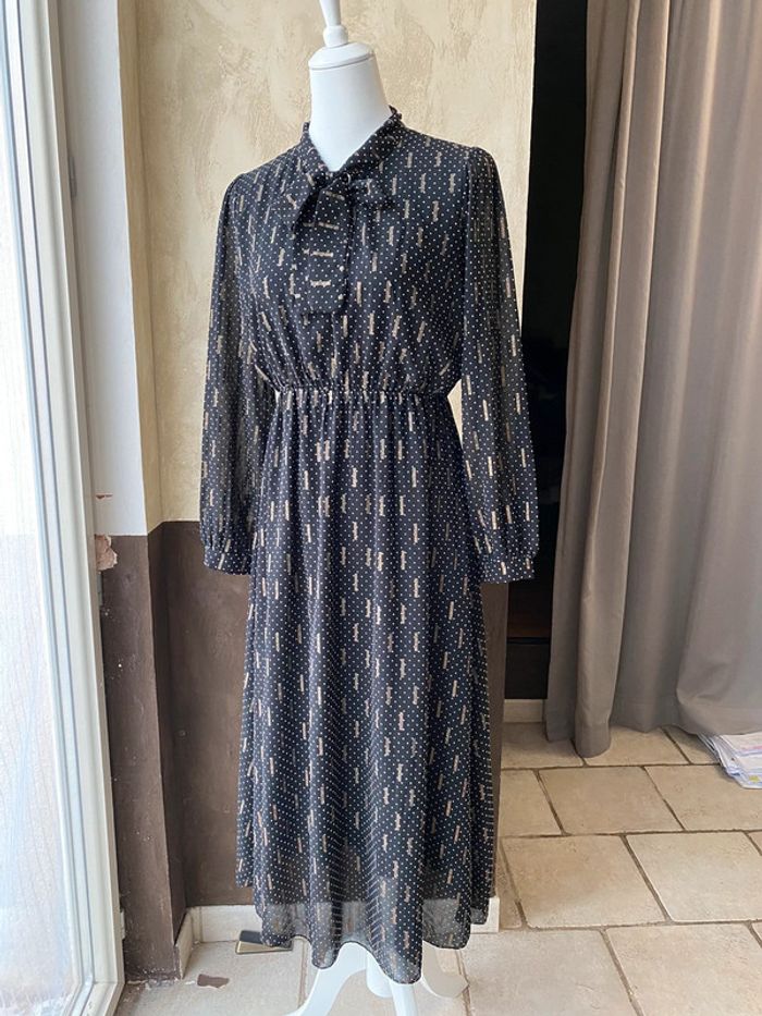 Robe longue fluide noire et doré By Coco M - photo numéro 5
