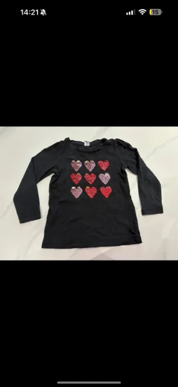 T-shirt manches longues noir/rose/rouge cœur 3-4 ans > 104 cm Dopo dopo girls