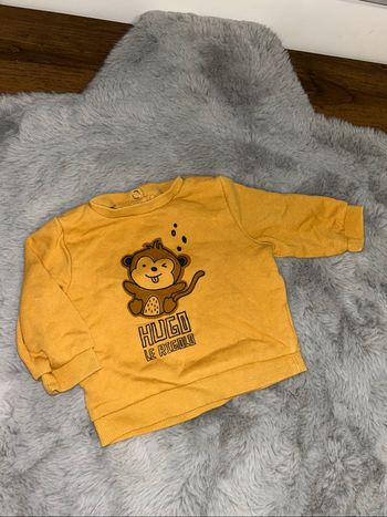 Pull jaune petit singe - 6 mois - Kiabi