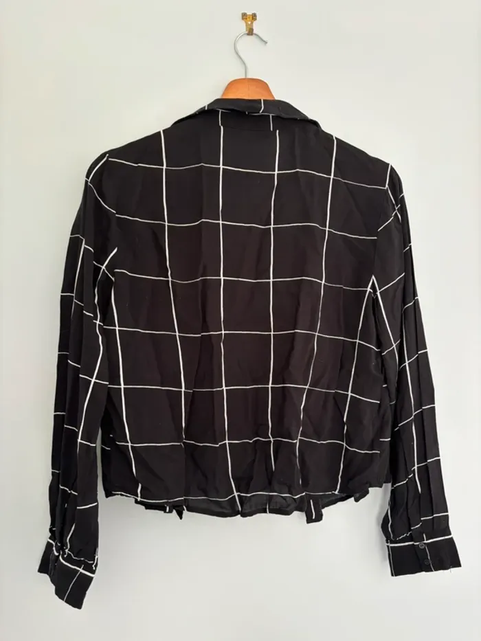 Chemise noir à carreaux blanc Mango Taille XS - photo numéro 2