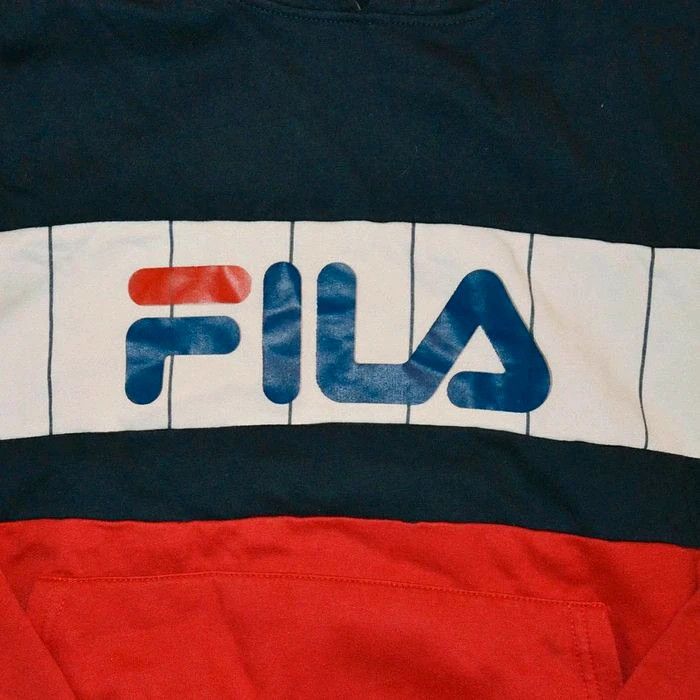 Fila Sweat à Capuche Hoodie Vintage 90's Exclusive Collection Homme Bleu Blanc Rouge (Taille M) - photo numéro 8
