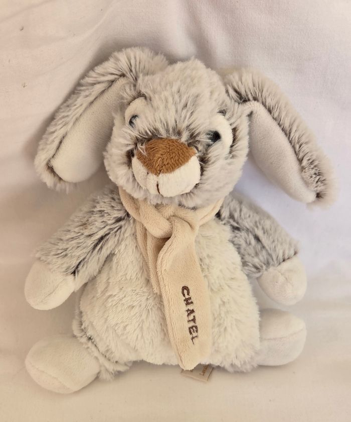Doudou peluche Lapin chiné gris et marron - Rodadou