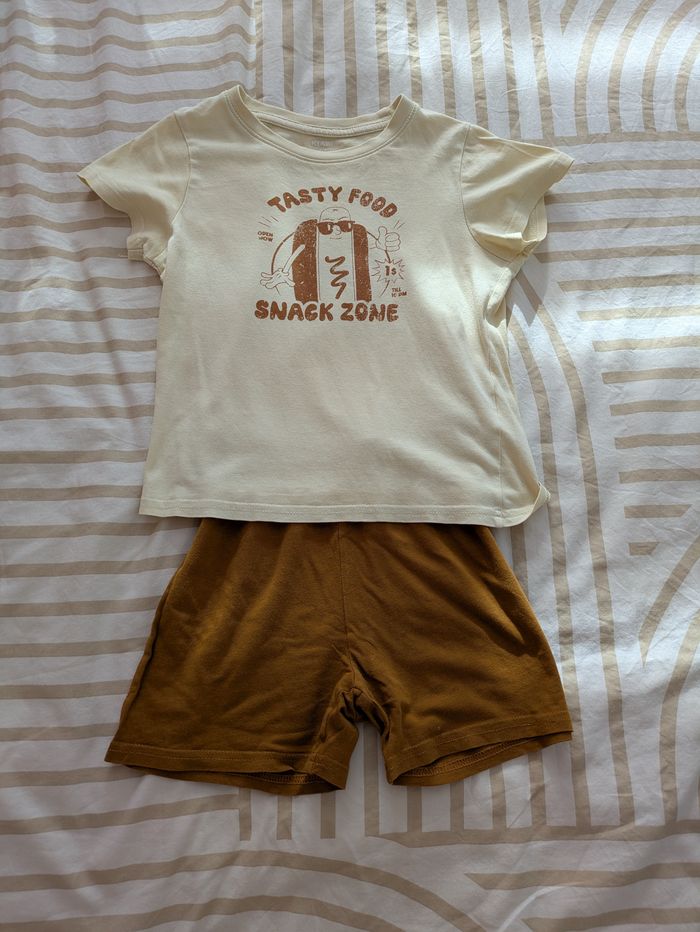 Ensemble KIABI Enfant - T-shirt Imprimé Hot-Dog & Short Marron