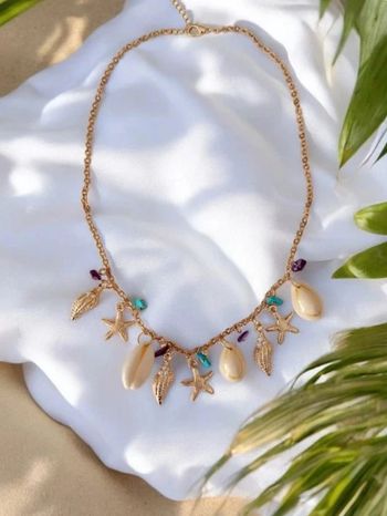 Magnifique collier breloques coquillages, tendance bohème, acier inoxydable 🌊
