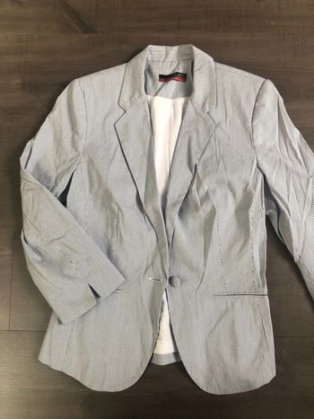 Blazer la city en seersucker taille 36 bleu blanc