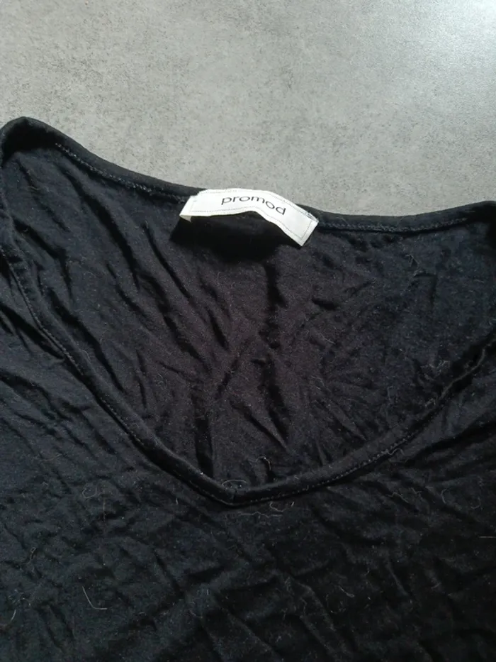 Tee shirt noir Promod dentelle L - photo numéro 2