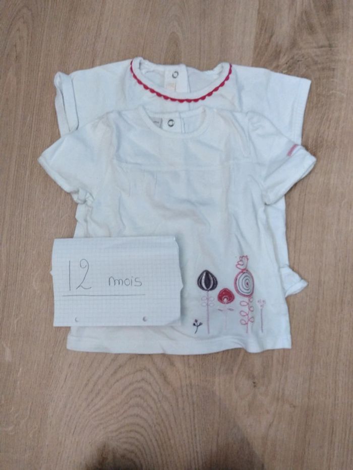 2 t-shirts MC taille 12 mois