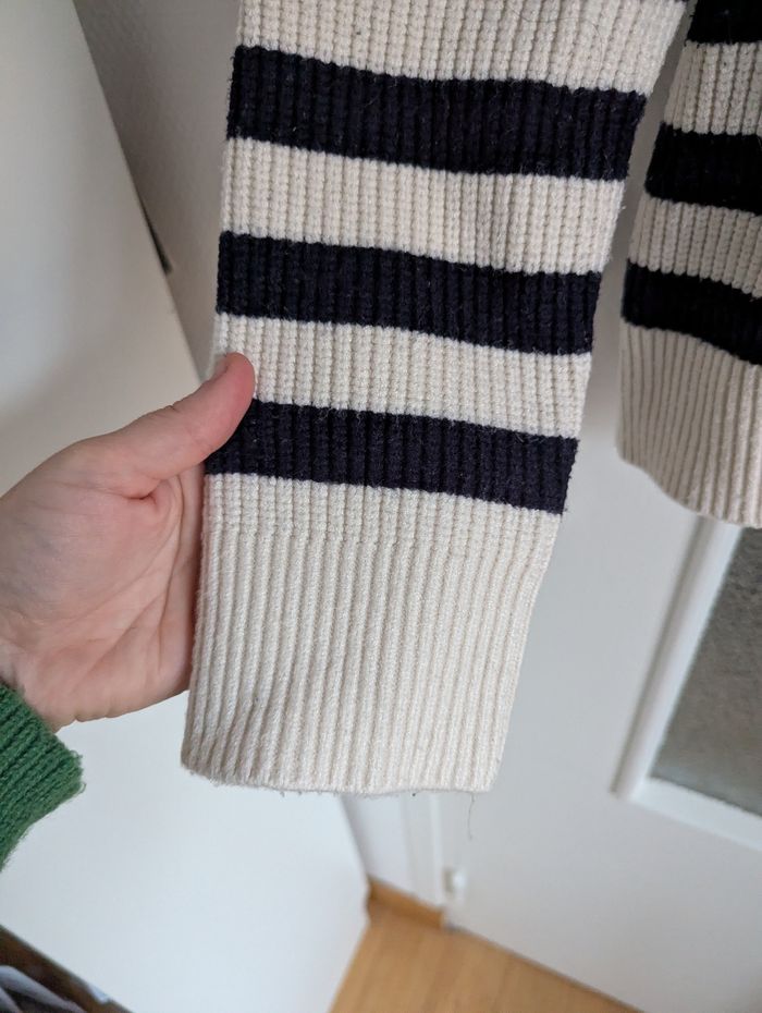 Pull marinière le temps des cerises taille M 38 blanc crème et bleu - photo numéro 5